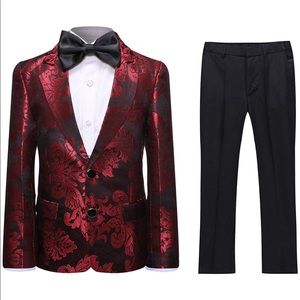 Black and red flower kids tux